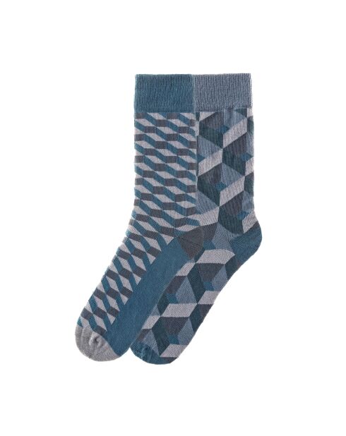 Lot de 2 paires de chaussettes en coton gris/bleu