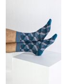 Lot de 2 paires de chaussettes en coton gris/bleu