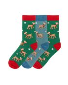 3 paires de chaussettes en coton bleu/vert