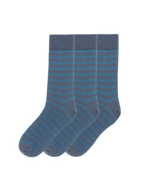 Lot de 3 paires de chaussettes en coton bleues