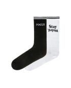 Lot de 2 paires de chaussettes en coton blanc/noir