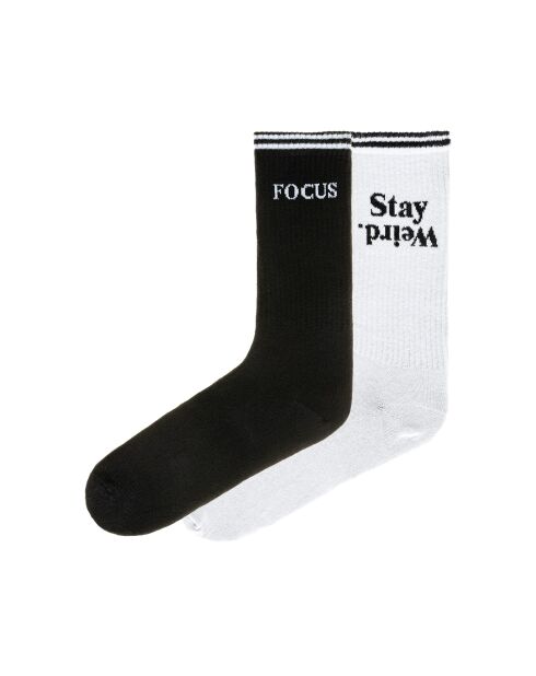 Lot de 2 paires de chaussettes en coton blanc/noir