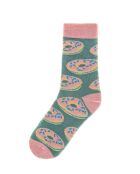 Chaussettes en coton vert/rose