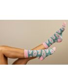 Chaussettes en coton vert/rose