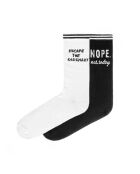 Lot de 2 paires de chaussettes en coton blanc/noir