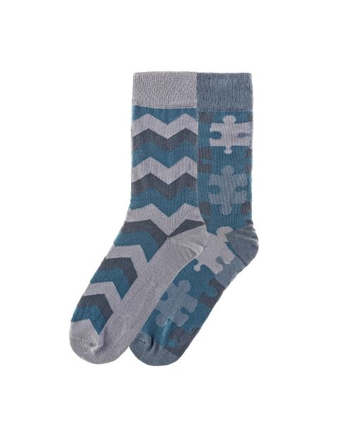 Lot de 2 paires de chaussettes en coton gris/bleu