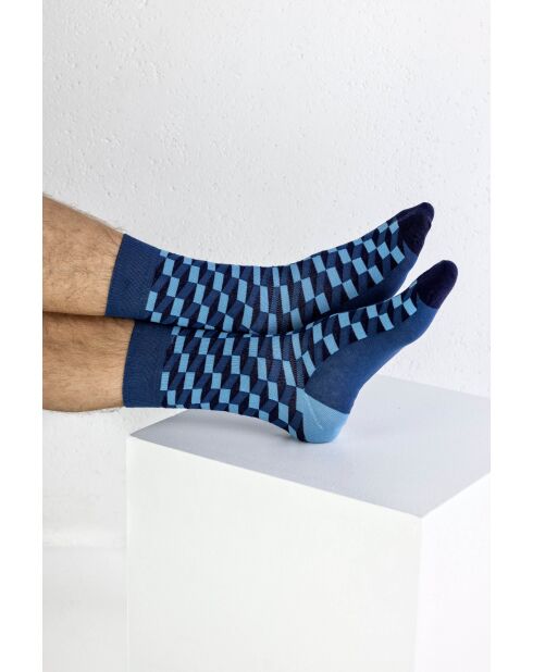 2 paires de chaussettes en coton bleues