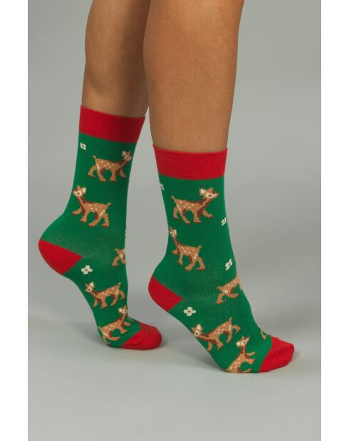 2 paires de chaussettes en coton bleu/vert