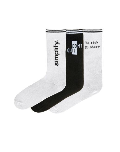 Lot de 3 paires de chaussettes en coton blanc/noir