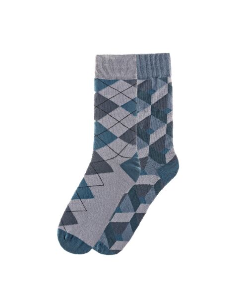 Lot de 2 paires de chaussettes en coton gris/bleu