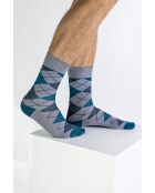 Lot de 2 paires de chaussettes en coton gris/bleu