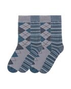Lot de 4 paires de chaussettes en coton gris/bleu