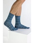 Lot de 4 paires de chaussettes en coton gris/bleu