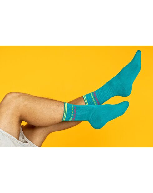 Lot de 2 paires de chaussettes en coton blanc/vert