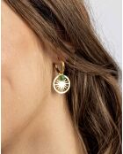 Geelvergulde Callie oorbellen van staal en goud/groen kristal