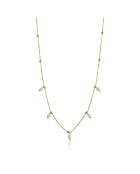 Geelvergulde stalen shiloh-ketting en goud/witte kunstmatige parel