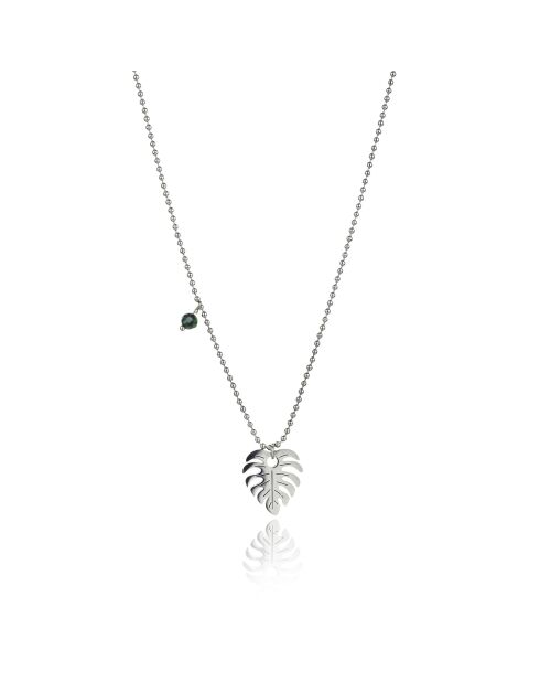 Katherine halsketting in geelverguld staal en zilver/groen synthetisch malachiet