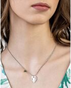 Katherine halsketting in geelverguld staal en zilver/groen synthetisch malachiet