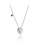 Katherine halsketting in geelverguld staal en zilver/groen synthetisch malachiet