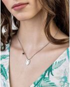 Katherine halsketting in geelverguld staal en zilver/groen synthetisch malachiet