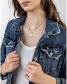 Genevieve halsketting in geelverguld staal en goud/zwart email