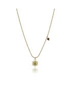 Geelvergulde stalen Molly halsketting en gouden/bruin tijgeroog