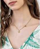 Geelvergulde stalen Molly halsketting en gouden/bruin tijgeroog