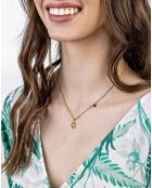 Geelvergulde stalen Molly halsketting en gouden/bruin tijgeroog