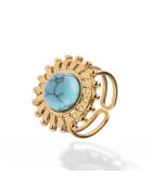 Bague en Acier plaqué Or jaune & Turquoise dorée
