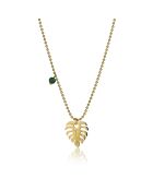 Katherine halsketting in geelverguld staal en goud/groen synthetisch malachiet