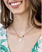 Katherine halsketting in geelverguld staal en goud/groen synthetisch malachiet