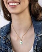 Collier Alani en Acier plaqué Or jaune & Turquoise doré/bleu clair