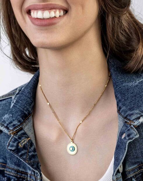 Collar Alani de acero bañado en oro amarillo y turquesa dorado/azul claro