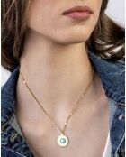 Collier Alani en Acier plaqué Or jaune & Turquoise doré/bleu clair