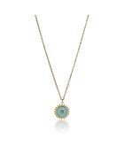 Geel verguld staal en goud/lichtblauwe geëmailleerde magnoliaketting