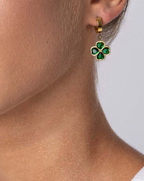 Orecchini Madilynn in acciaio placcato oro giallo e zirconi oro/verdi