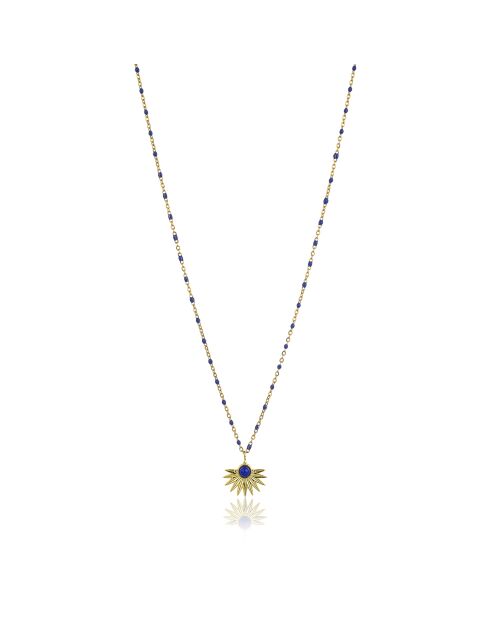 Blakely halsketting in geelverguld staal, lapis lazuli en goud/blauw email