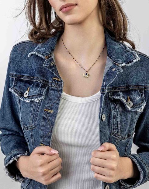 Blakely halsketting in geelverguld staal, lapis lazuli en goud/blauw email