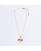 Collana in acciaio placcato in oro giallo e turchese dorato