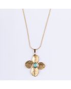 Collana in acciaio placcato in oro giallo e turchese dorato