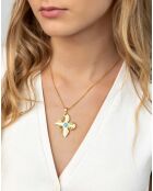 Collana in acciaio placcato in oro giallo e turchese dorato