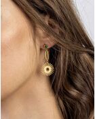 Bailey oorbellen in geelverguld staal en goud/groen synthetisch malachiet