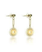 Bailey oorbellen in geelverguld staal en goud/groen synthetisch malachiet