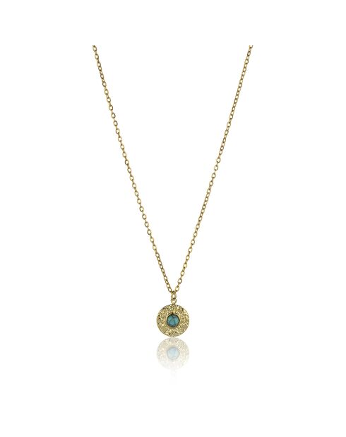 Collana Kaylee in acciaio placcato oro giallo e oro/turchese azzurro