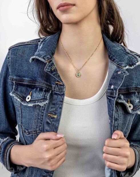 Collana Kaylee in acciaio placcato oro giallo e oro/turchese azzurro