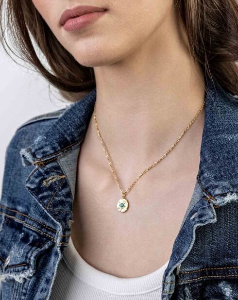 Collana Kaylee in acciaio placcato oro giallo e oro/turchese azzurro