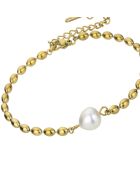 Bracelet Stevie en Acier plaqué Or jaune & Perle d'eau douce doré/blanc