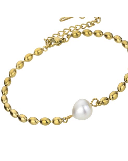 Bracelet Stevie en Acier plaqué Or jaune & Perle d'eau douce doré/blanc