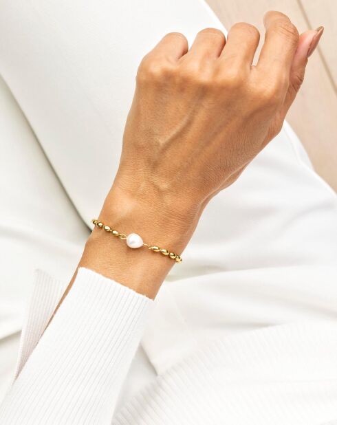 Bracelet Stevie en Acier plaqué Or jaune & Perle d'eau douce doré/blanc