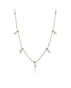 Geelvergulde stalen shiloh-ketting en goud/witte kunstmatige parel